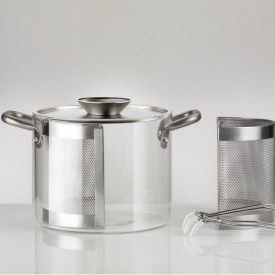 Cesto regalo Accessori cucina con pentola vetro borosilicato KnIndustrie -  BoxGourmet The Glass Pot