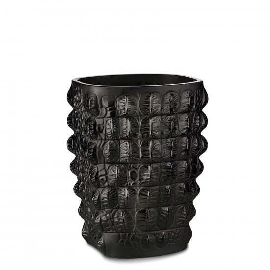 Lalique Croco Vase Black