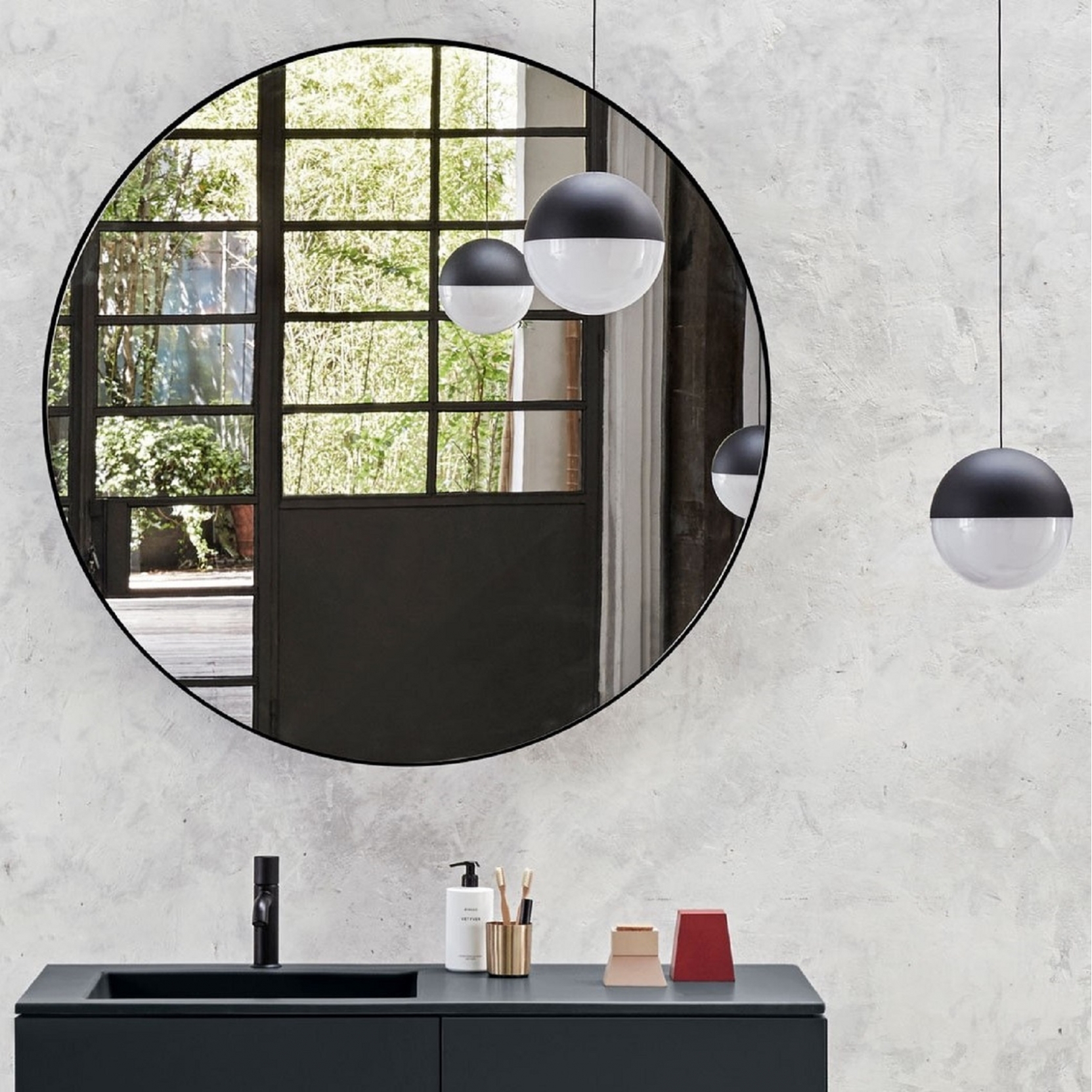 Cielo Round Mirror Tattahome, Bathroom Cabinet With Circular Mirror