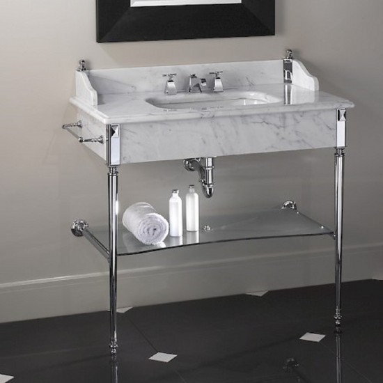 Devon Madison Console Finishes Chrome Marbles White Carrara - Console Style Bathroom Sinks In Myanmar