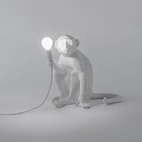 SELETTI MONKEY LAMP SITTING WHITE