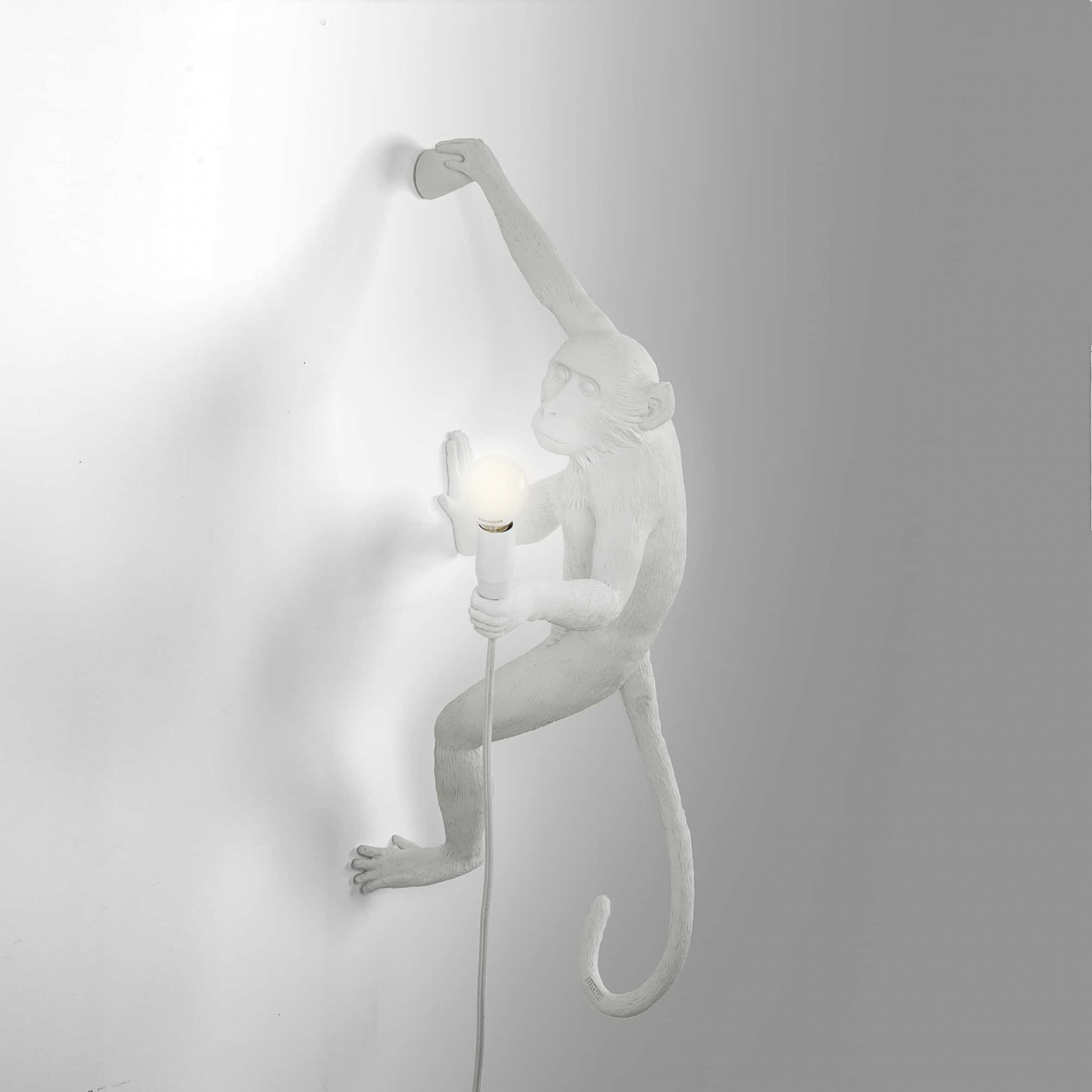 Seletti Monkey Lamp Hanging Right Hand White