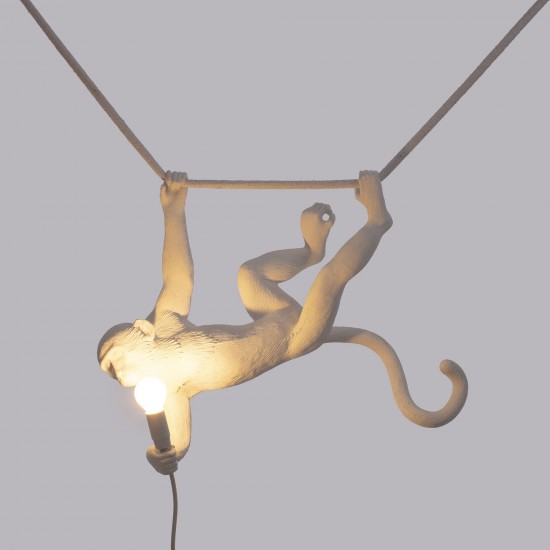 Seletti Monkey Lamp Hanging Left Hand White