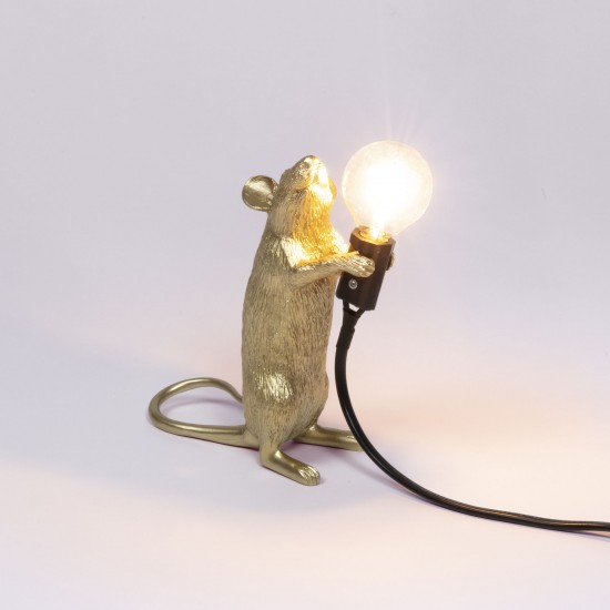 Seletti Mouse Lamp Gold Step Standing