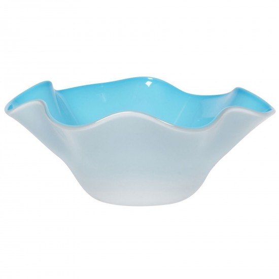 Venini Fazzoletto Bowl Milk-White/Aquamarine