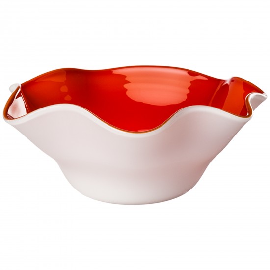 Venini Fazzoletto Bowl Milk-White/Red