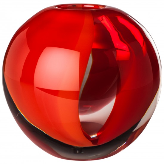 Venini Murano Vase Crystal / Coral / Red