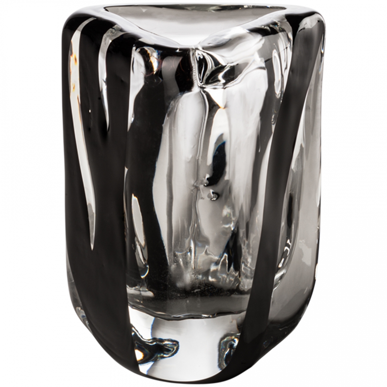 Venini Black Belt Triangolo Vase Crystal / Black Decoration