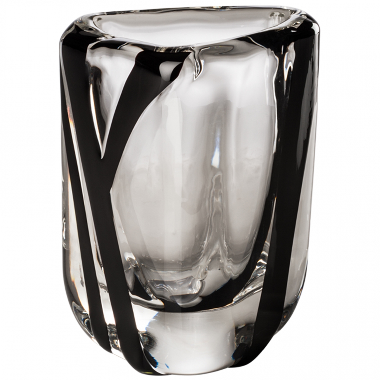 Venini Black Belt Triangolo Vase Crystal  / Black Decoration