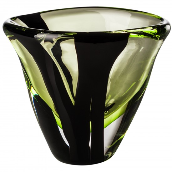 Venini Black Belt Triangolo Vase Crystal  / Grass Green Black Decoration