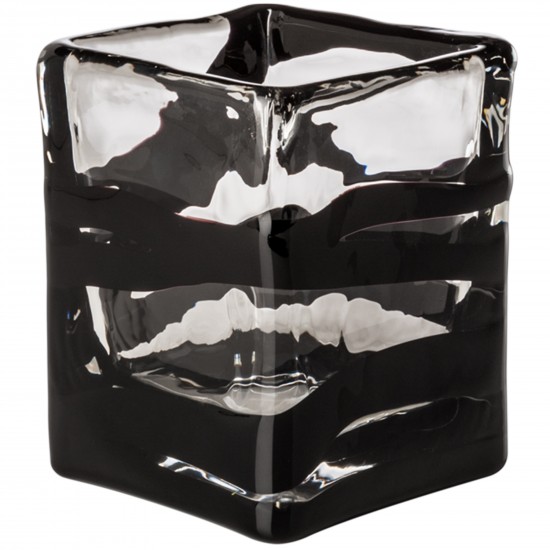 Venini Black Belt Quadro Vase Crystal  / Black Decoration