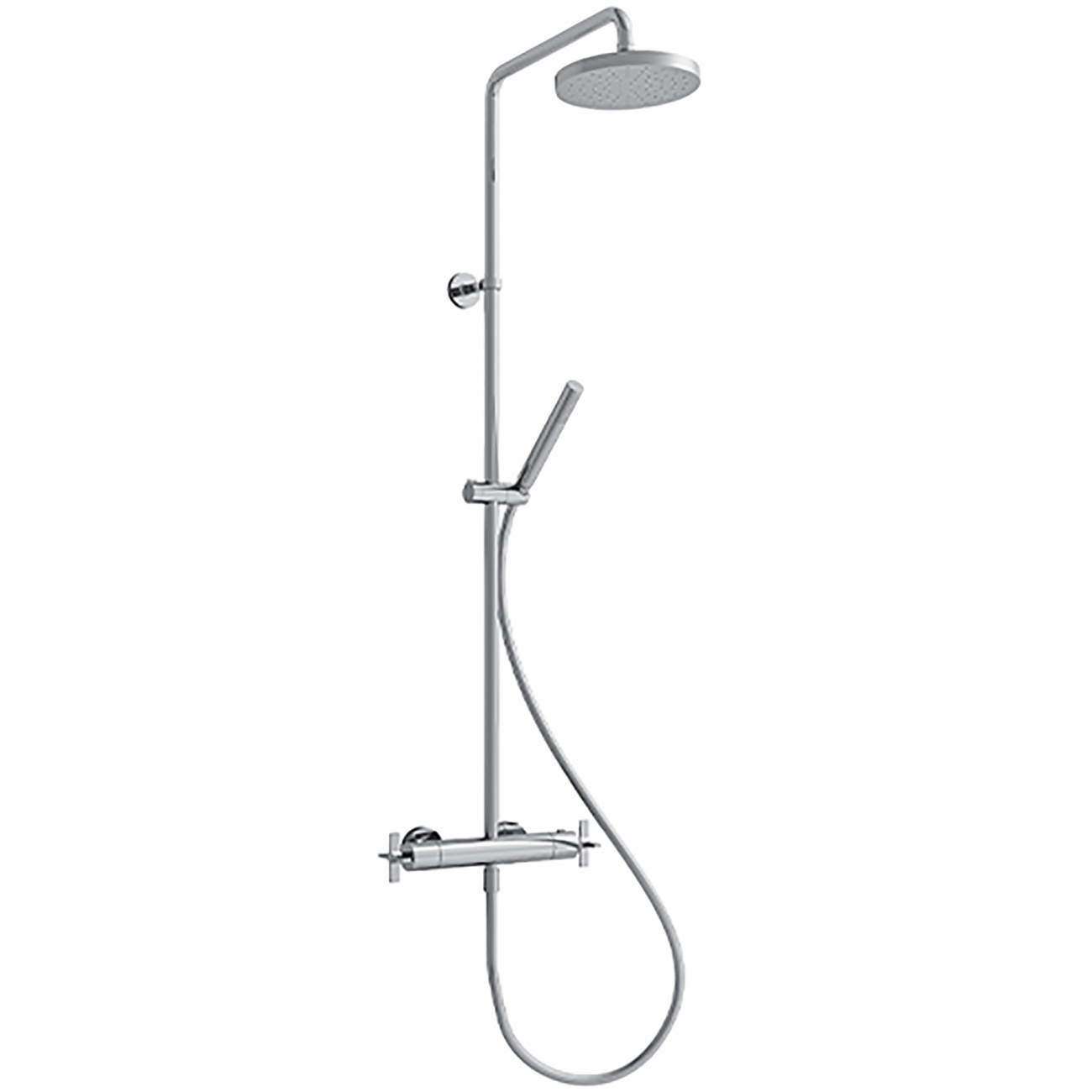 Cristina Contemporary Lines Cross Road Wall Mounted Shower Thermostatic Mixer