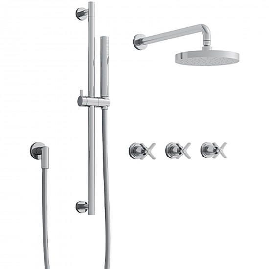 Cristina Contemporary Lines Cross Road Wall Mounted Shower Mixer Set