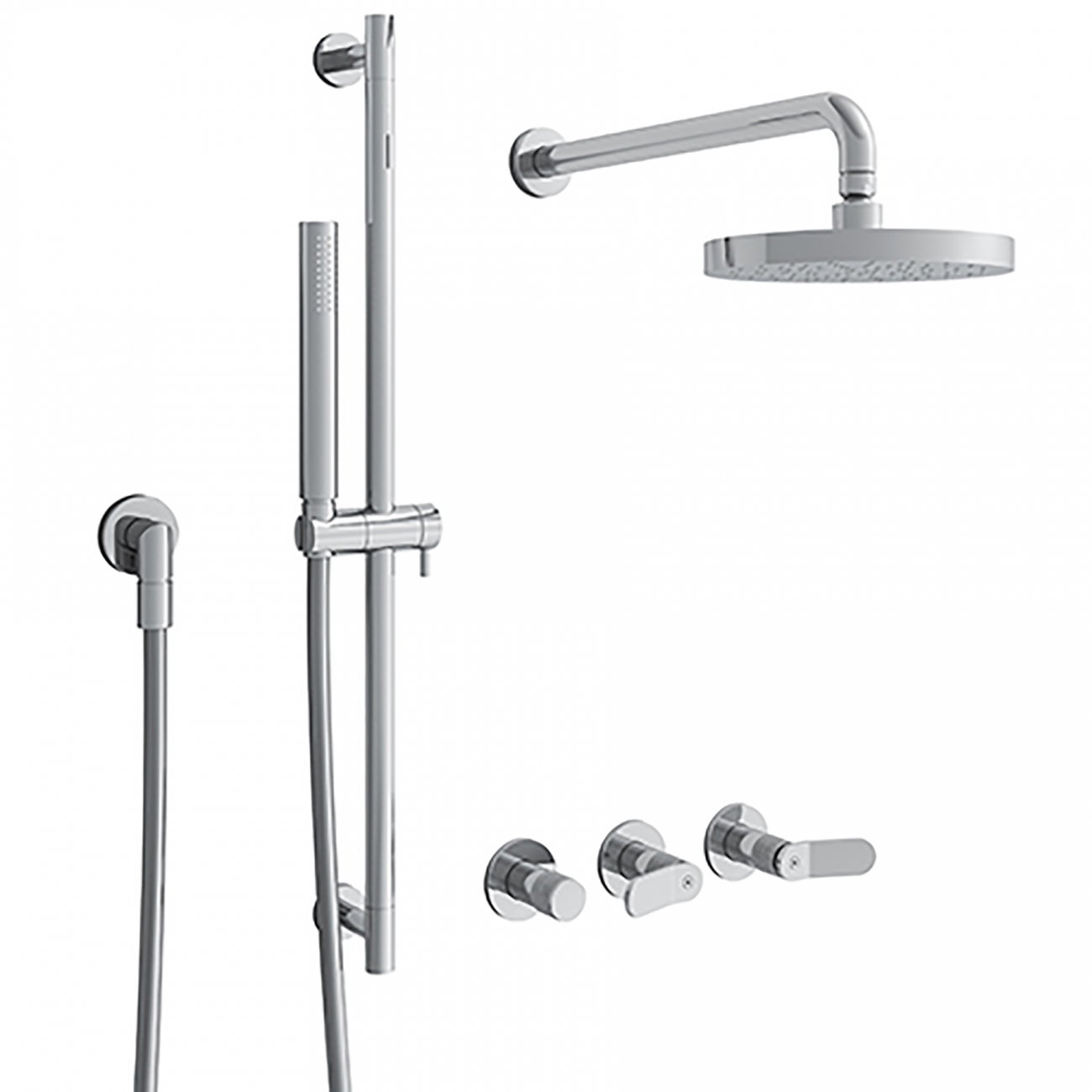 Cristina Contemporary Lines East Side Wall Mounted Shower Mixer