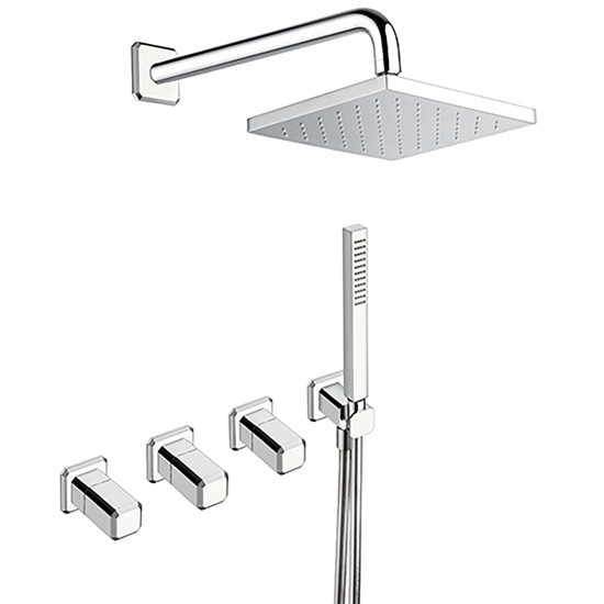 Cristina Contemporary Lines Italy Wall Mounted Shower Mixer Set