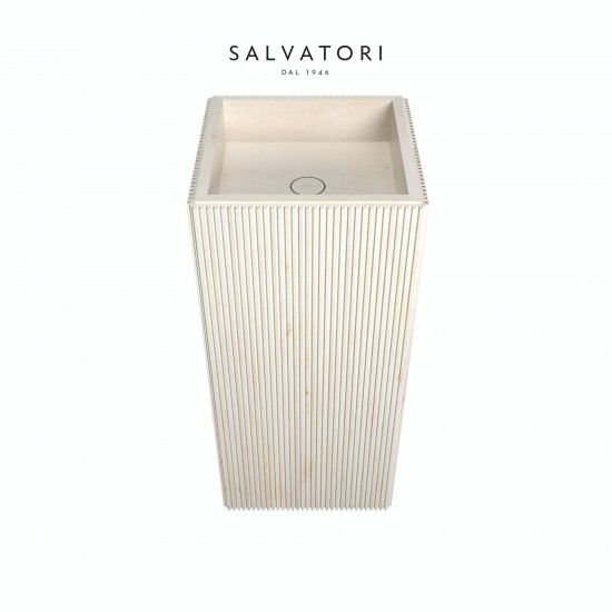 Salvatori Adda Freestanding Sink Ribbed Stone 41X41