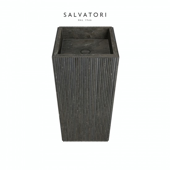 Salvatori Adda Freestanding Sink Ribbed Stone 41X41