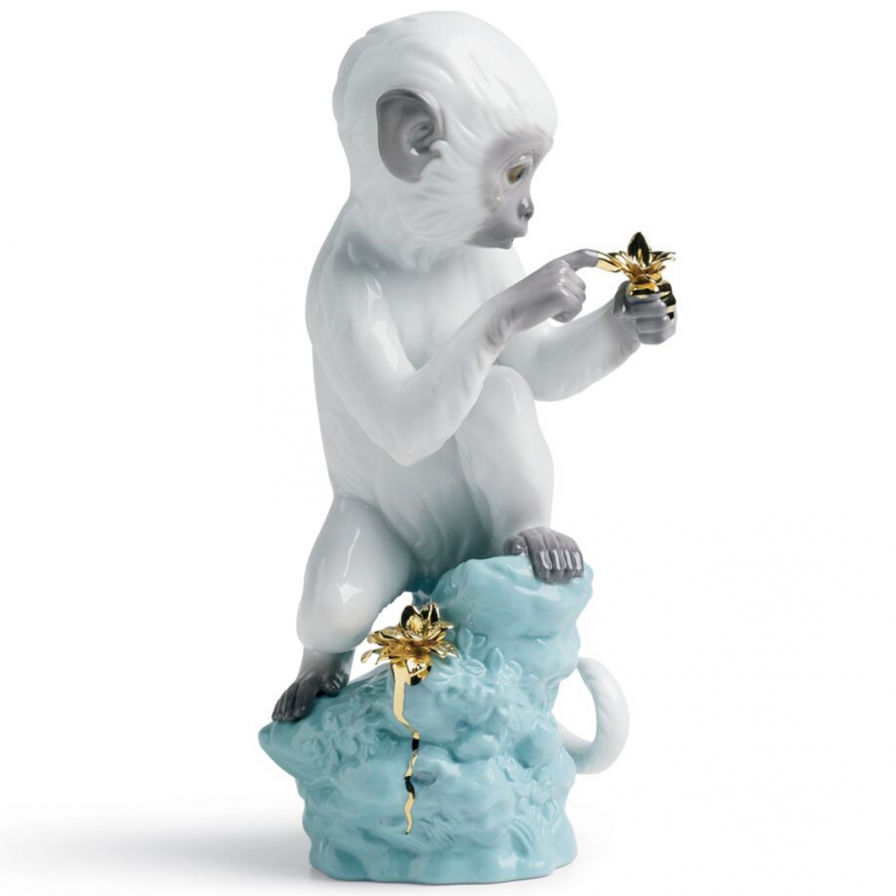 Lladró Monkey on a turquoise rock