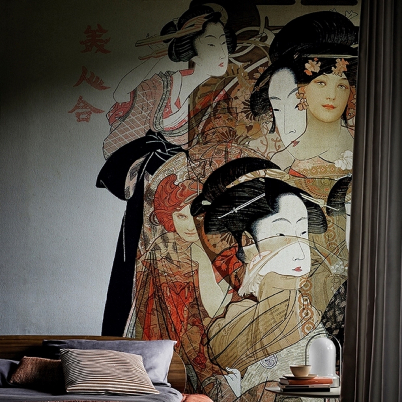 Wall & Deco NOUVEAU GEISHA Wallpaper