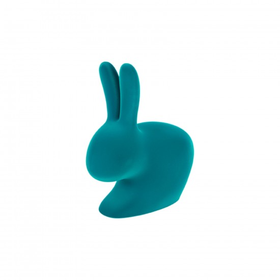 Qeeboo Rabbit Chair Baby Velvet Turquoise