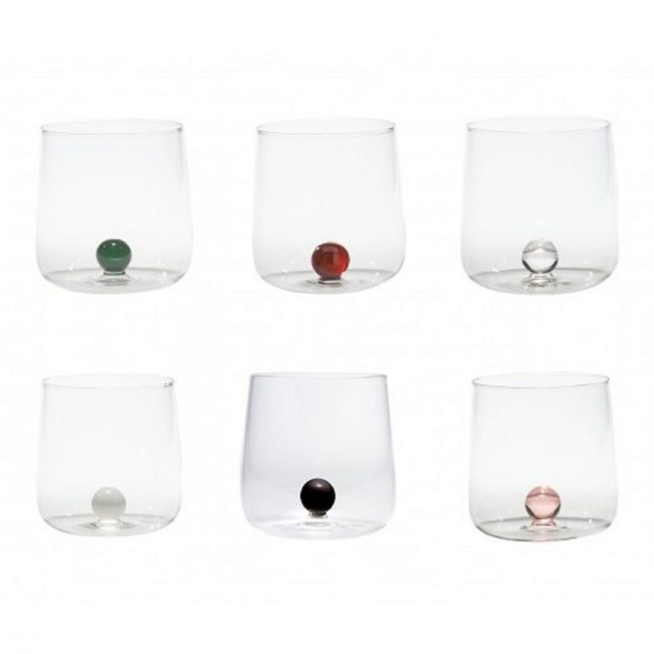 Zafferano Bilia Set 6 Glass Assorted Colours
