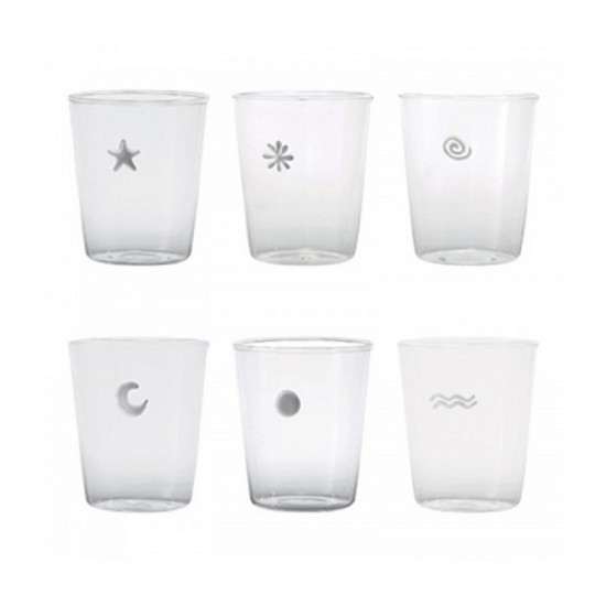 Zafferano Symbols Set 6 Glass Assorted Colours