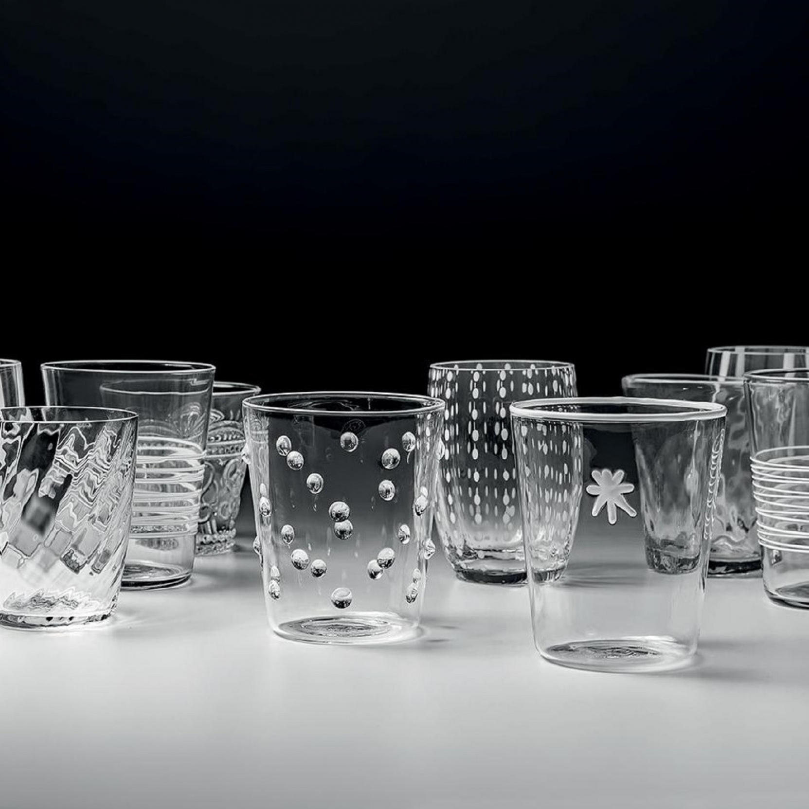 Bicchiere vetro Melting Pot Bicolore Trasparente-Grigio set 6 pezzi