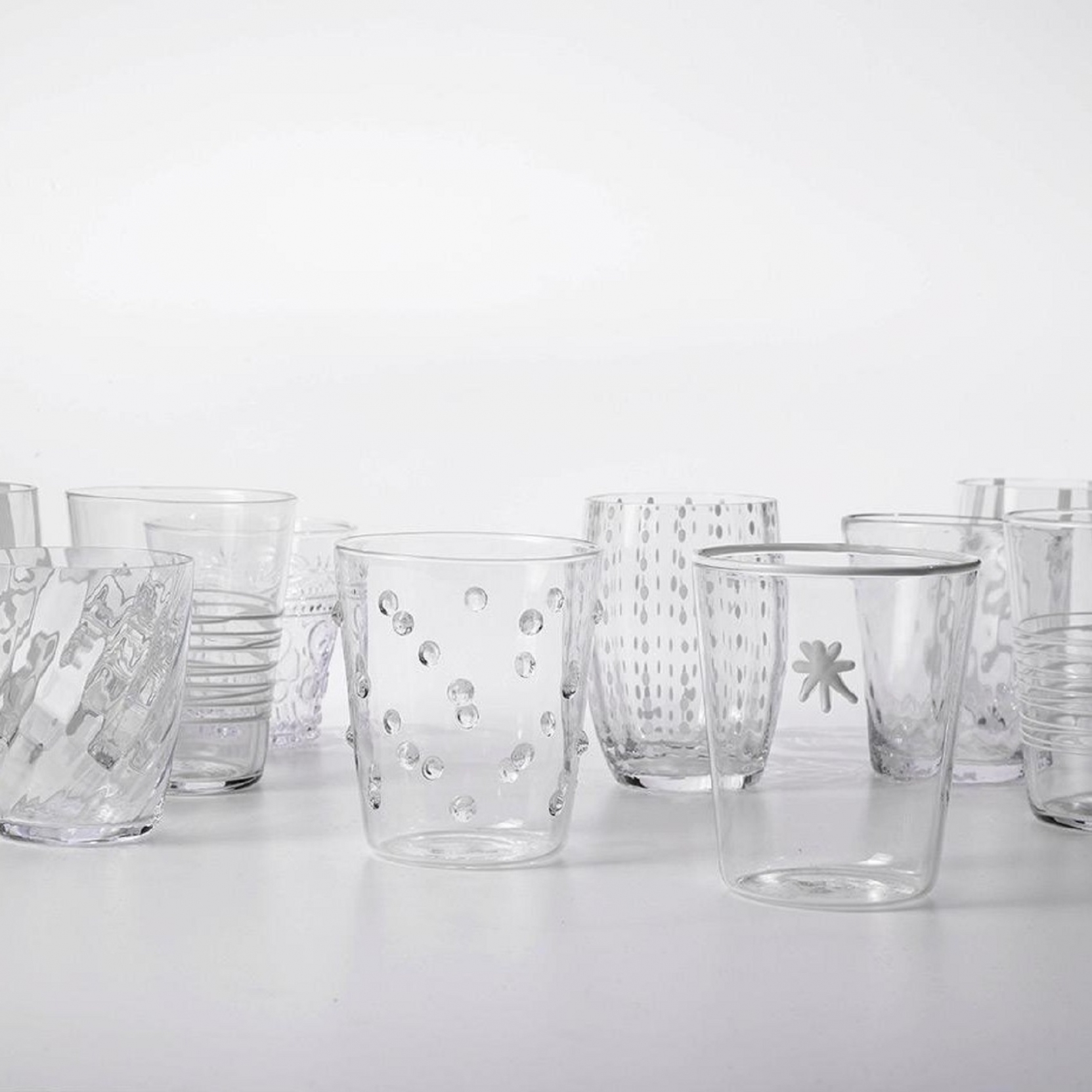 Bicchiere vetro Melting Pot monocolore trasparente set 6 pezzi di