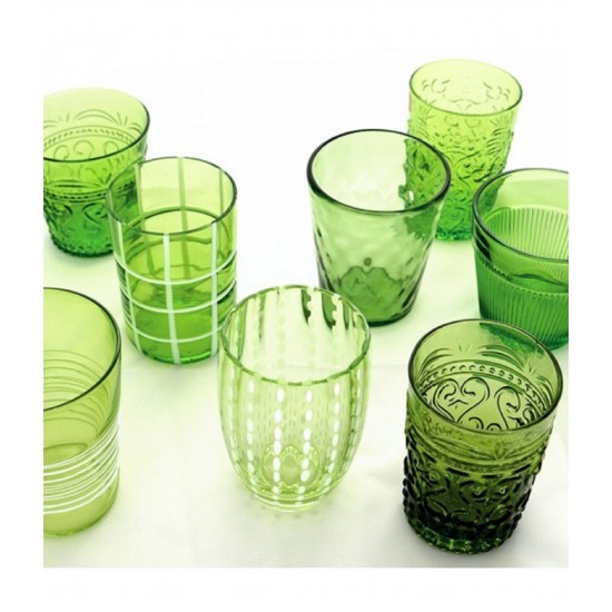 Zafferano Melting Pot Set 6 Glass Assorted Green