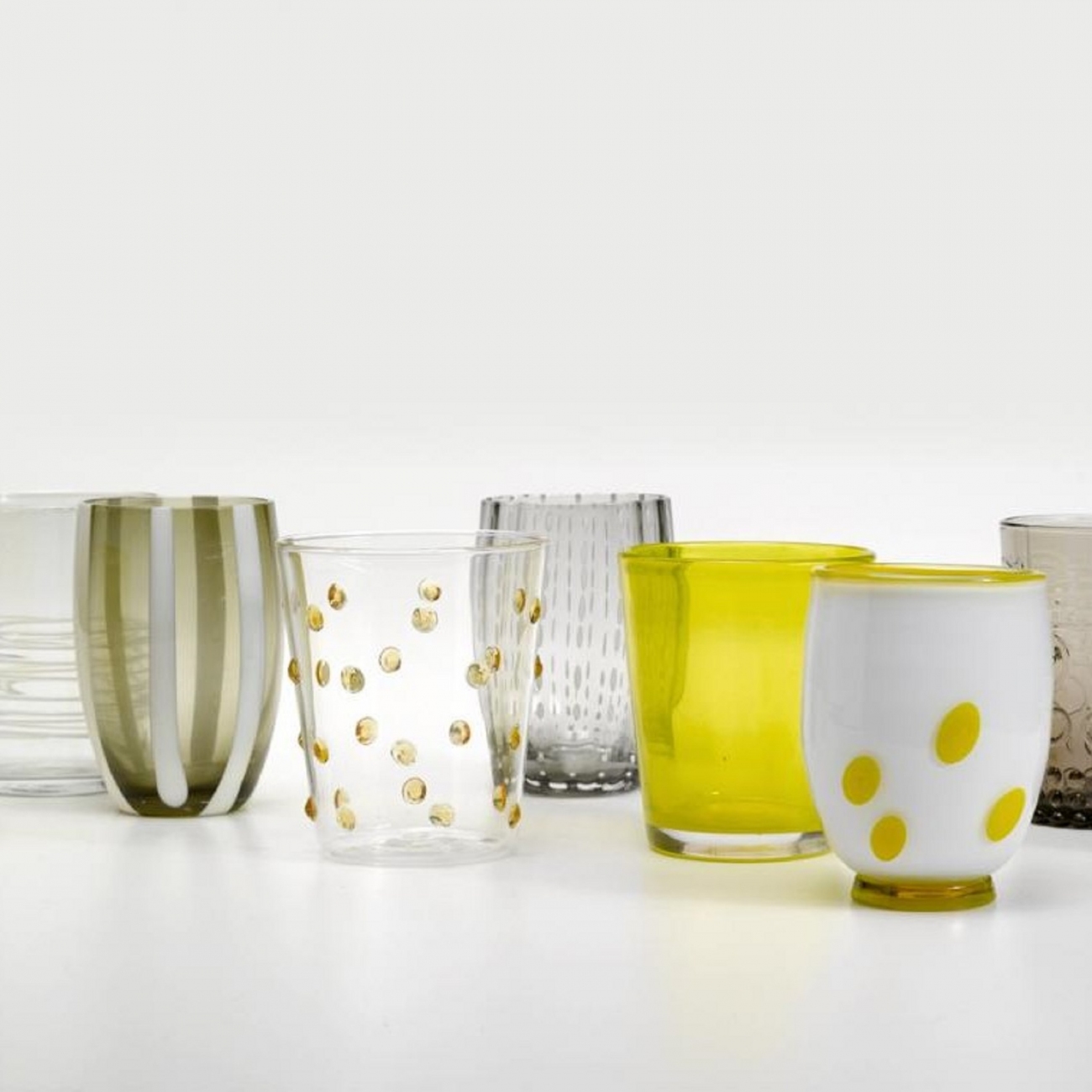 Zafferano Melting Pot Set 6 Glass Assorted Grey-Yellow