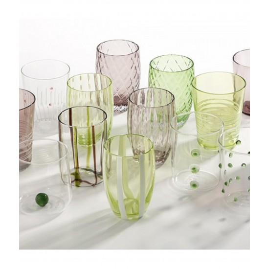 Zafferano Melting Pot Set 6 Glass Assorted Green-Amethyst