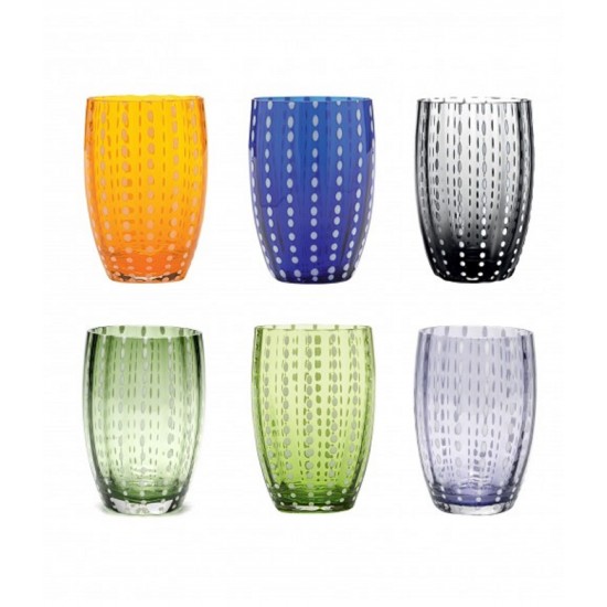 Zafferano Perle Set 6 Glass Assorted Colours