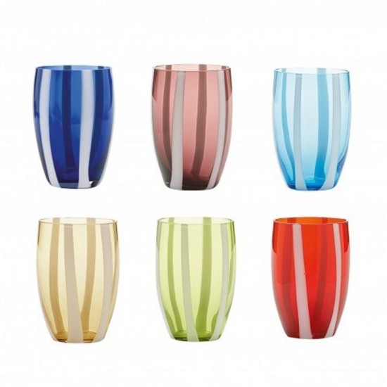 Zafferano Gessato Set 6 Glass Assorted Colours