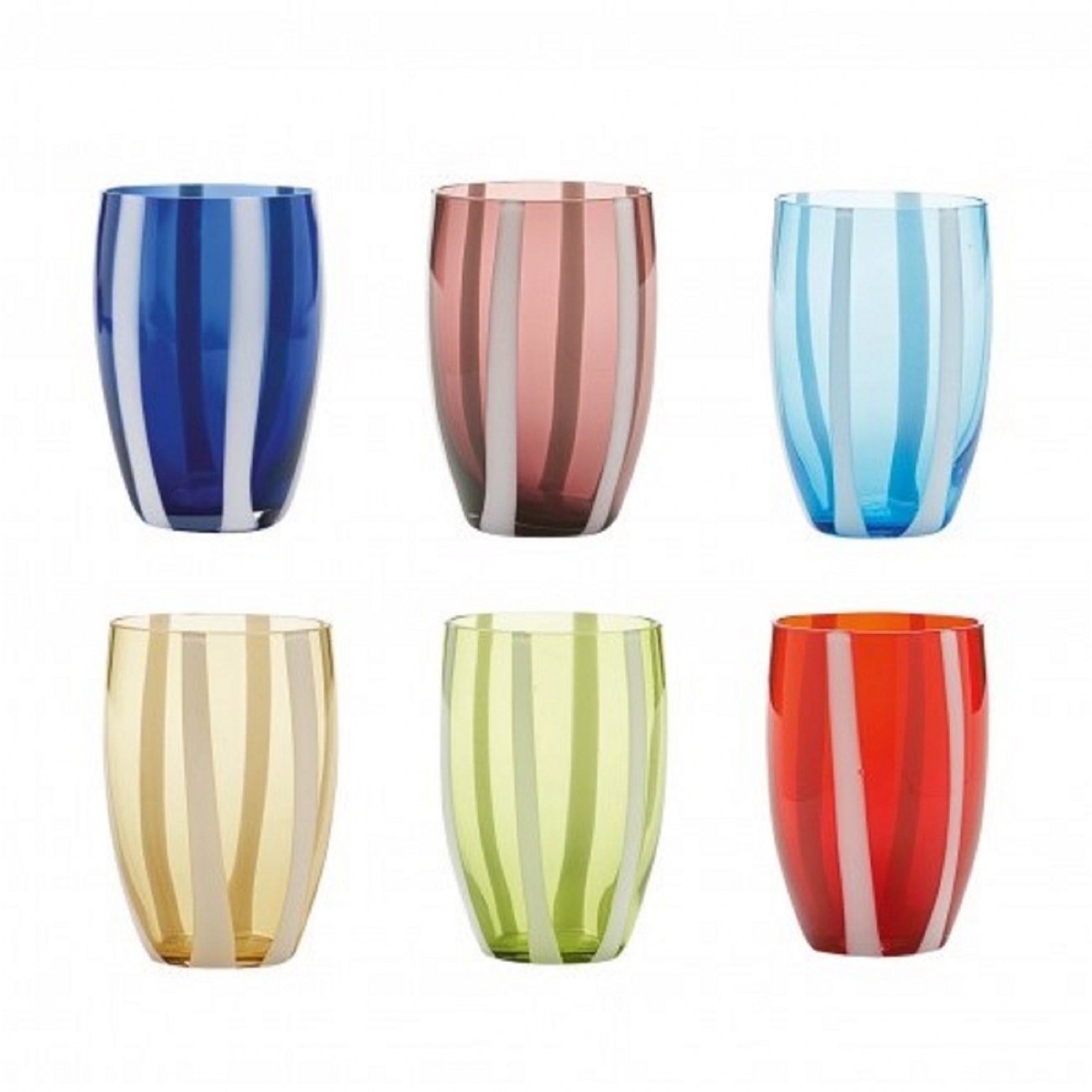 Zafferano Gessato Set 6 Glass Assorted Colours
