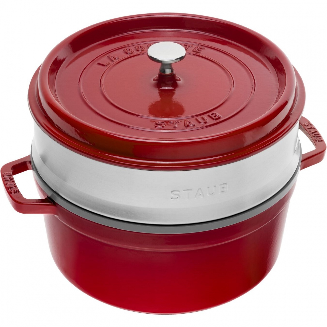 Staub Cocotte with Steamer 26 Cherry