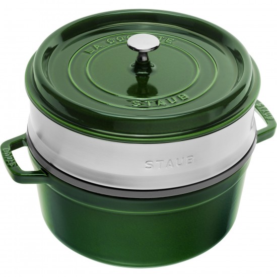 Staub Cocotte with Steamer 26 Basilic