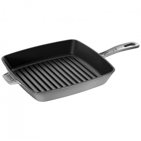 Staub Square Grill with handle 26 Graphite Grey