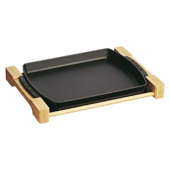Staub Grill with wooden Base 33 Black
