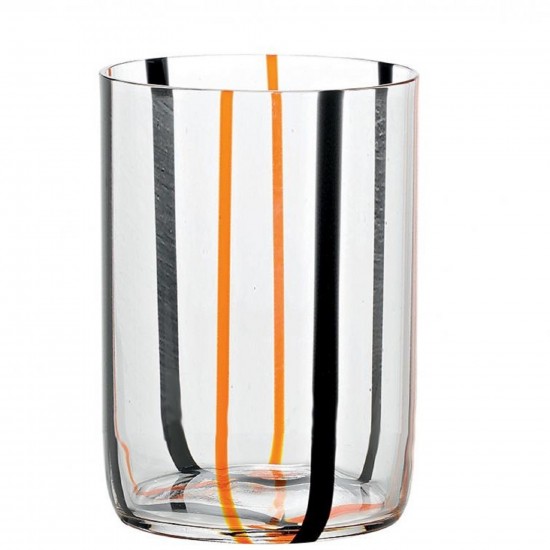 Zafferano Tirache Set 6 Glass Black Orange