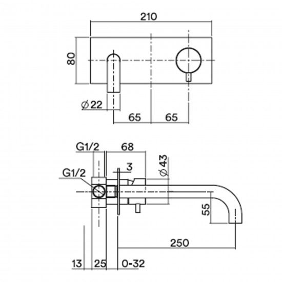 Quadro Design Source Wall mounted Basin Mixer