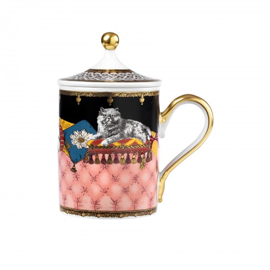 Ginori 1735 Totem Cat Mug with Cover